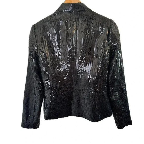 Double Zero Black Sequin Blazer One Button Front Jacket Women's M NWOT - Picture 5 of 8